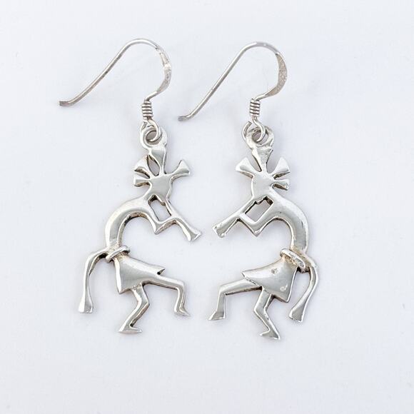 Vintage Sterling Silver 925 Kokopelli Dangle Earrings - Picture 4 of 8
